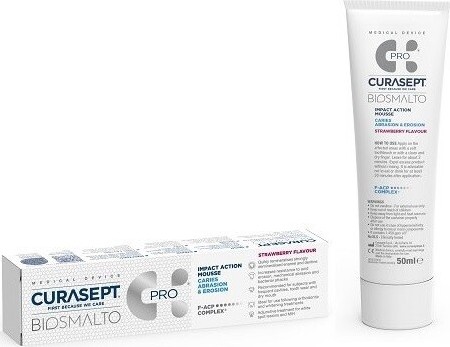 Biosmalto Mousse Caries Abraze & Eroze Jahoda 50 ml