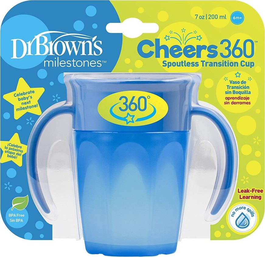 DR.BROWNS Hrnek Cheers360 6m+ 200ml modrý