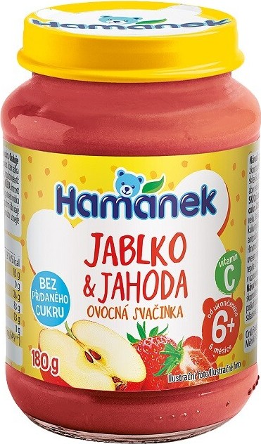 Hamánek Jablko+Jahoda bez přidaného cukru 180g 6m+