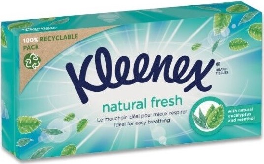 Kleenex Natural fresh papírové kapesníčky v krabičce 3-vrstvé 64 ks