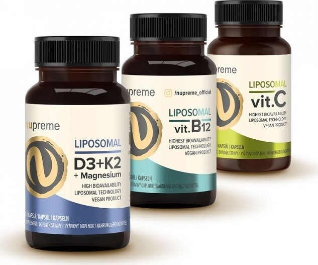 NUPREME Liposomal C 30 kapslí + B12 30 kapslí + D3 K2 Magnesium 30 kapslí