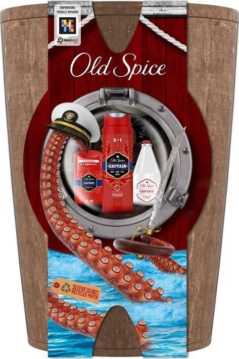 Old Spice Captain sada deostick 50 ml + sprchový gel 3v1 250 ml + voda po holení 100 ml + dřevěný soudek