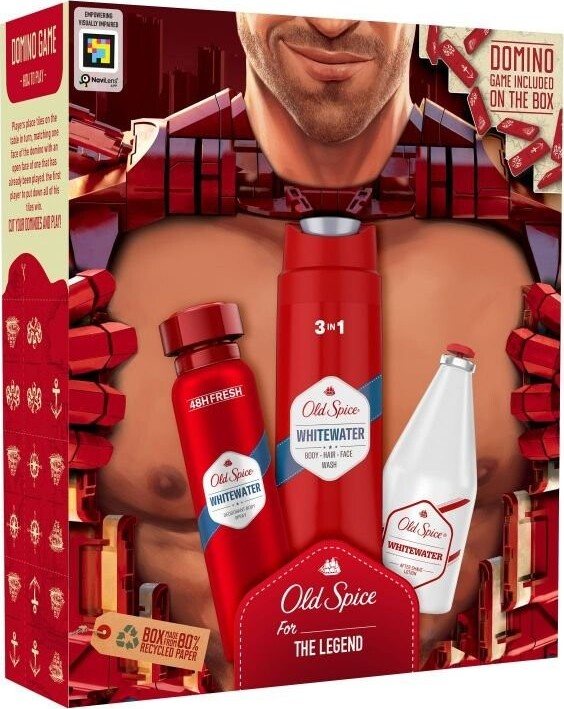 Old Spice Whitewater sada deodorant 150 ml + sprchový gel 3v1 250 ml + voda po holení 100 ml + domino