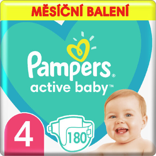 Pampers Active Baby Pleny 4 Maxi 8-14kg měsíční balení 180 ks