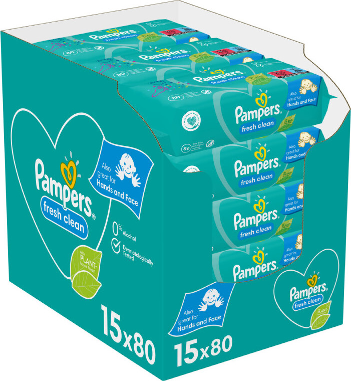 Pampers Fresh Clean vlhčené ubrousky XXL 15x80ks