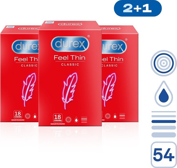 Prezervativ DUREX Feel Thin Classic 54ks (2+1)