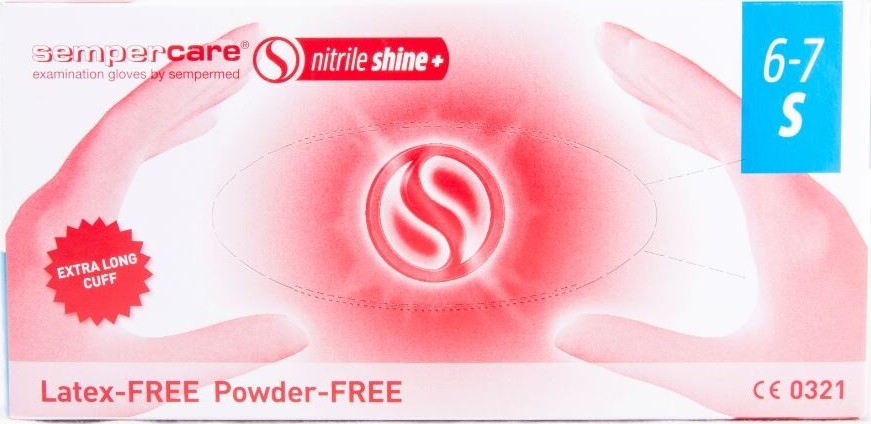 Rukavice vyš. Sempercare Nitril Shine+ vel.S 150ks