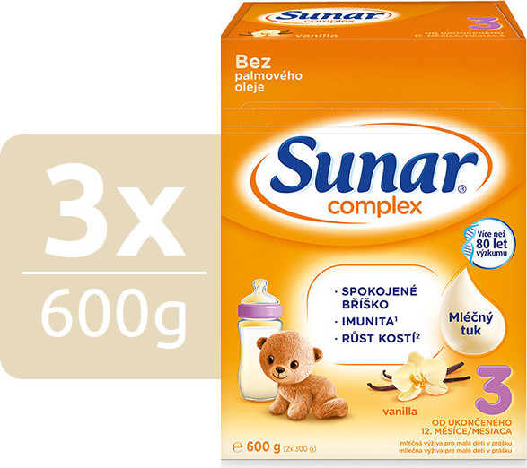 Sunar Complex 3 vanilka 600g - balení 3 ks