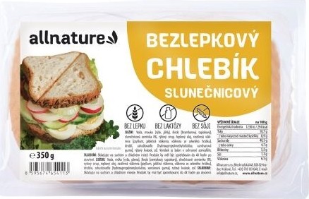 Allnature Bezlepkový chlebík slunečnicový 350g