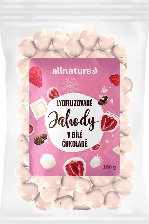 Allnature Jahody sušené mrazem v bílé čokoládě 100g