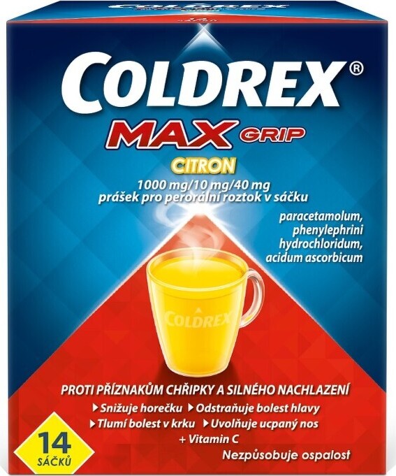 Coldrex Maxgrip citron 1000MG/10MG/40MG rozpustné sáčky 14