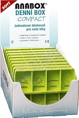 Dávkovač na léky - zelený ANABOX denní box COMPACT