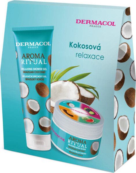 Dermacol Aroma Ritual Brazilian Coconut sprchový gel 250 ml + tělový peeling 200 ml dárková sada