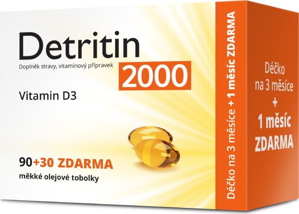 Detritin Vitamin D3 2000 IU 90+30 měkkých tobolek