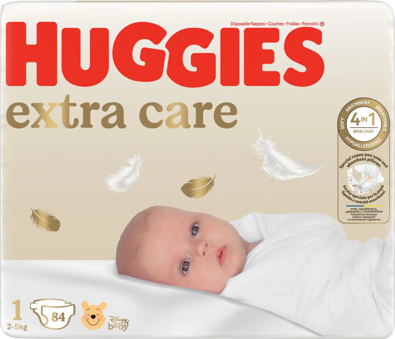 HUGGIES extra care 1 2-5kg 84ks