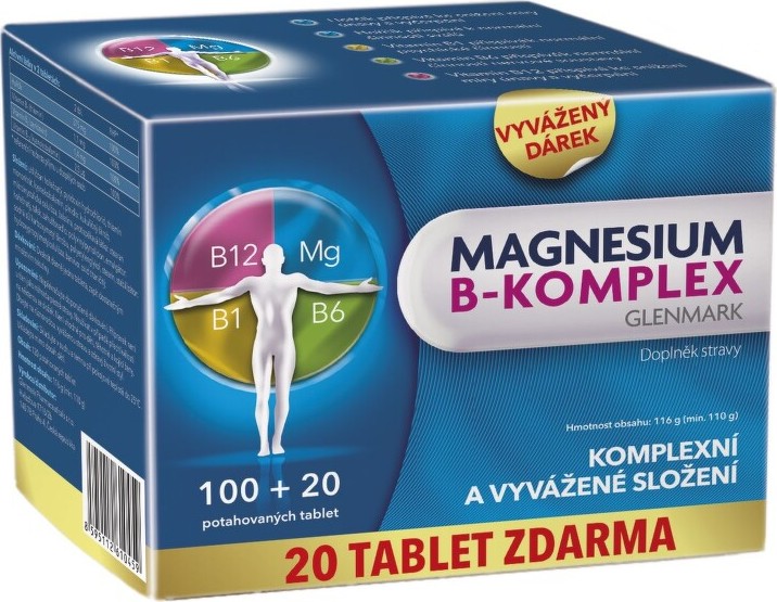 Magnesium B-komplex Glenmark tbl.100+20