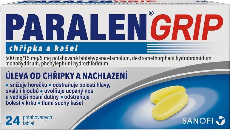 PARALEN GRIP CHŘIPKA A KAŠEL POR 500MG/15MG/5MG TBL FLM 24