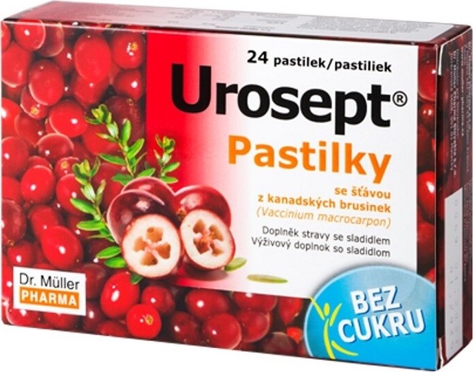 Urosept pastilky bez cukru 24ks Dr.Müller