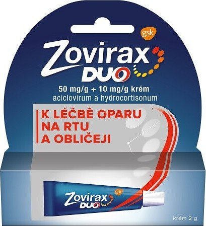 ZOVIRAX DUO 50MG/G+10MG/G krém při oparech na rtu 2g