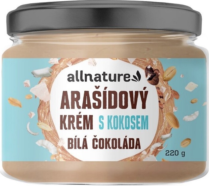 Allnature Arašídový krém bílá čokoláda/kokos 220g