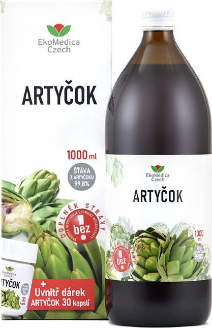 Artyčok šťáva 1000ml+dárek Artyčok 30 kapslí EkoMedica