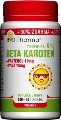 Bio Pharma Beta Karoten 6 mg 130 kapslí + Pantenol 10 mg + PABA 10 mg