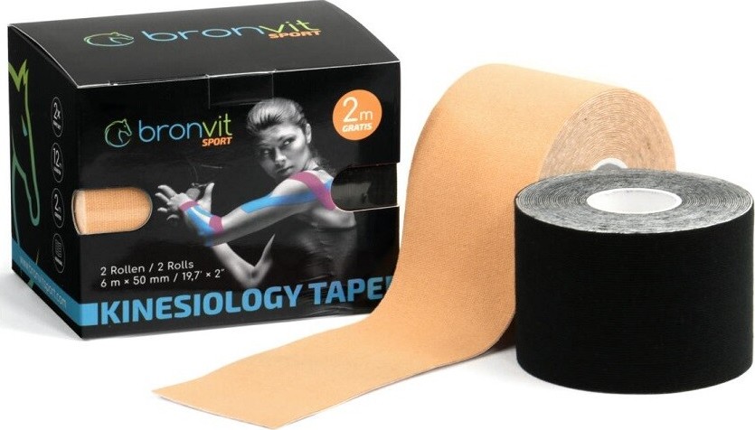 BronVit Sport Kinesio Tape set černá + béžová 2x5cmx6m