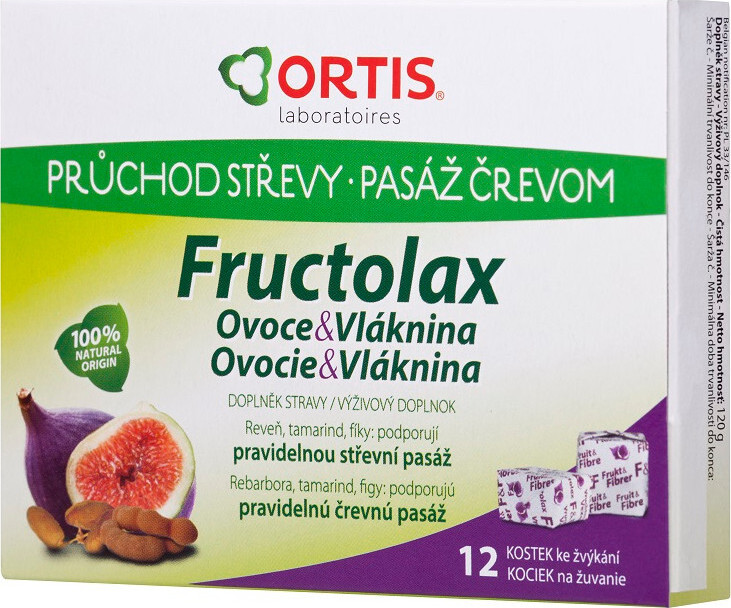 Fructolax Ovoce&Vláknina Žvýkací kostky 12ks