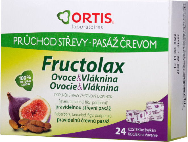 Fructolax Ovoce&Vláknina žvýkací kostky 24ks