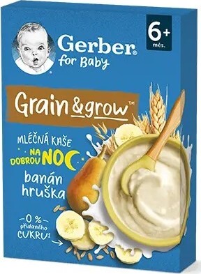 Gerber Mléčná kaše na dobrou noc hruška banán 200g 6M+