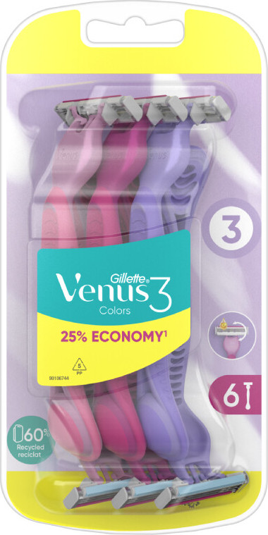 Gillette Venus3 Simply Colors dámská jednorázová holítka 6ks