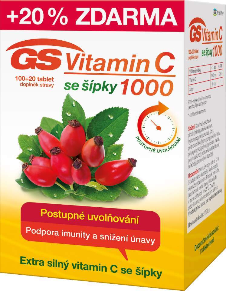 GS Vitamin C1000 se šípky tbl.100+20 - balení 3 ks