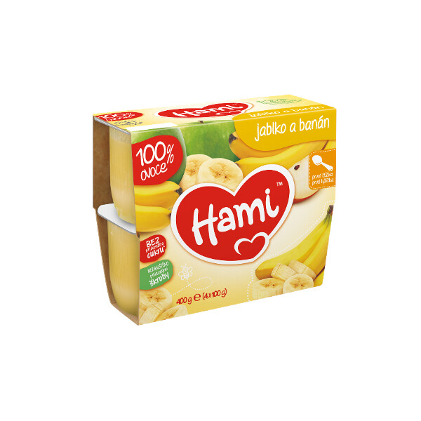 Hami 100% ov. jablko a banán 4x100g 4M