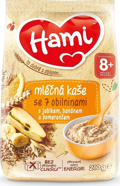 Hami mléčná kaše se 7 obilninami jablko banán pomeranč 210g