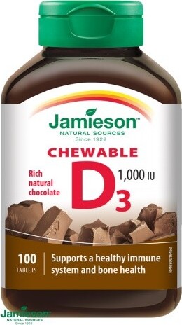 JAMIESON Vitamín D3 1000 IU čoko cucací tbl.100