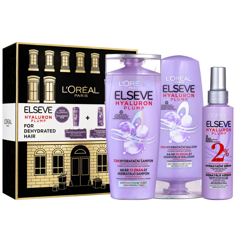 L'Oréal Paris Elseve šampon Elseve Hyaluron Plump 250 ml + kondicionér Elseve Hyaluron Plump 200 ml + sérum na vlasy Elseve Hyaluron Plump 150 ml dárková sada