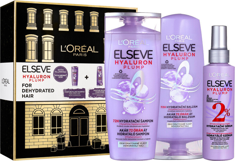 L'Oréal Paris Elseve šampon Elseve Hyaluron Plump 250 ml + kondicionér Elseve Hyaluron Plump 200 ml + sérum na vlasy Elseve Hyaluron Plump 150 ml dárková sada