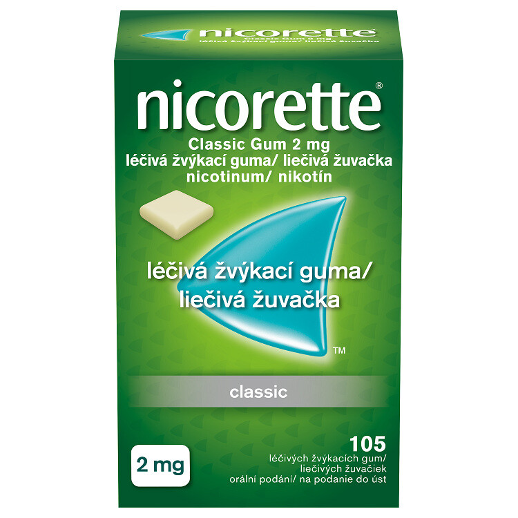 NICORETTE CLASSIC GUM 2MG léčivé žvýkačky 105