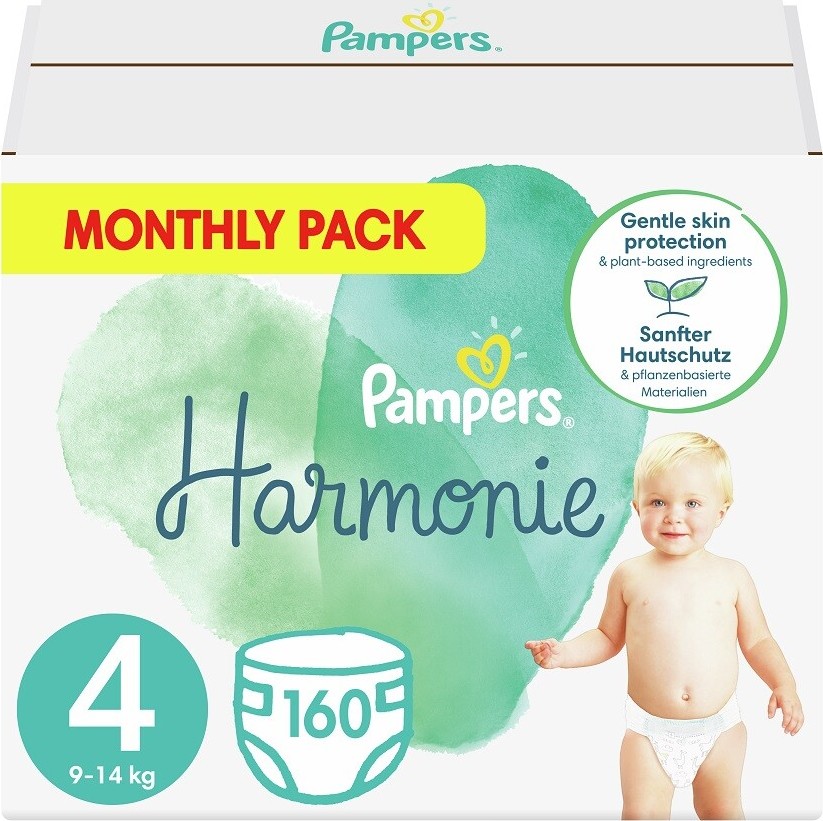 Pampers Harmonie 4 Plenky 9-14 kg měsíční balení 160 ks