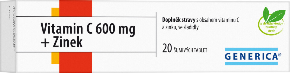 Vitamin C 600 mg + Zinek eff.tbl.20 Generica