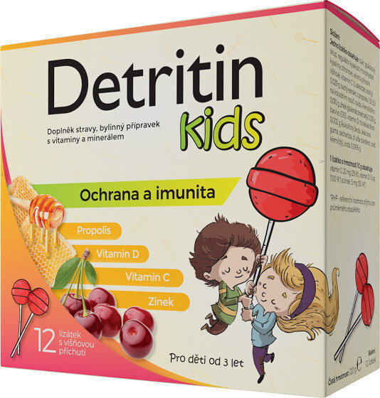 Detritin Kids lízátka na imunitu višeň 12ks