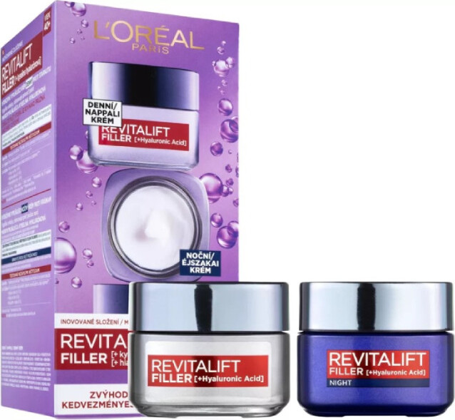 L'Oréal Paris Revitalift Filler HA denní pleťový krém Revitalift Filler HA 50 ml + noční pleťový krém Revitalift Filler HA 50 ml dárková sada