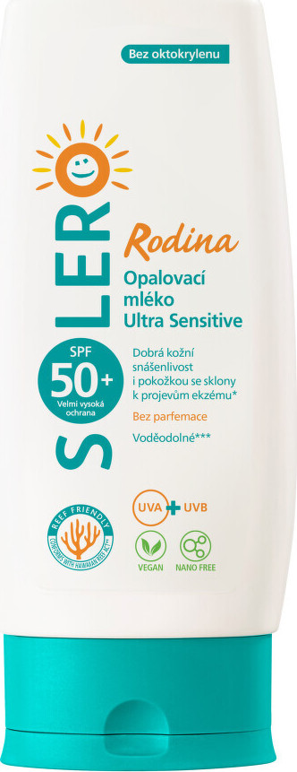 SOLERO Opalovací mléko Sensitive Rodina SPF50+ 200ml