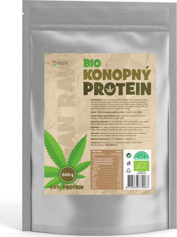 Vieste group Konopný protein 100% naturální bio 500 g