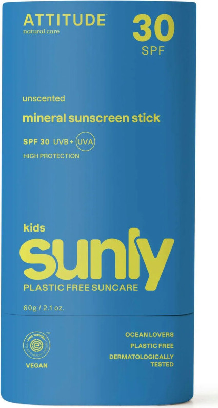 ATTITUDE Dětská minerální ochranná tyčinka na tělo bez vůně SPF30 60g