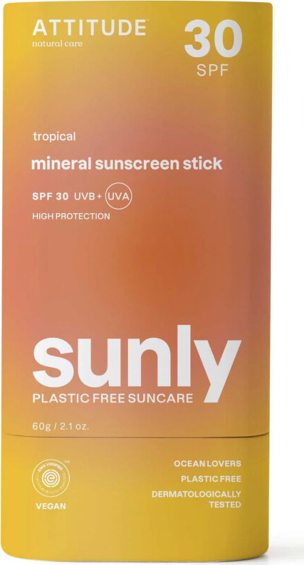 ATTITUDE Ochranná minerální tyčinka na tělo s vůní Tropical SPF30 60g