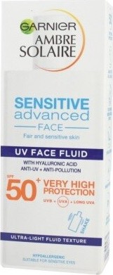 Garnier Ambre Solaire Sensitive Advanced Face SPF50+ krém na obličej s kyselinou hyaluronovou 40 ml