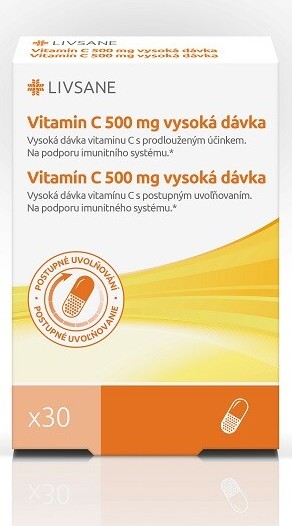 LIVSANE Vitamin C 500mg vysoká dávka cps.30