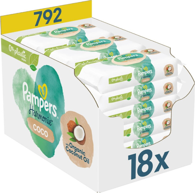 PAMPERS Coconut Pure vlhčené ubrousky 18x44 ks