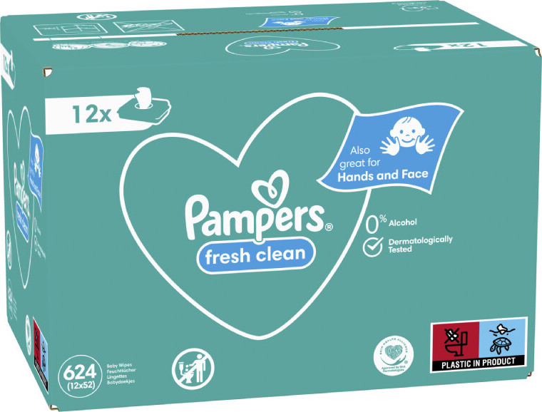 Pampers Fresh Clean vlhčené ubrousky 12x52ks